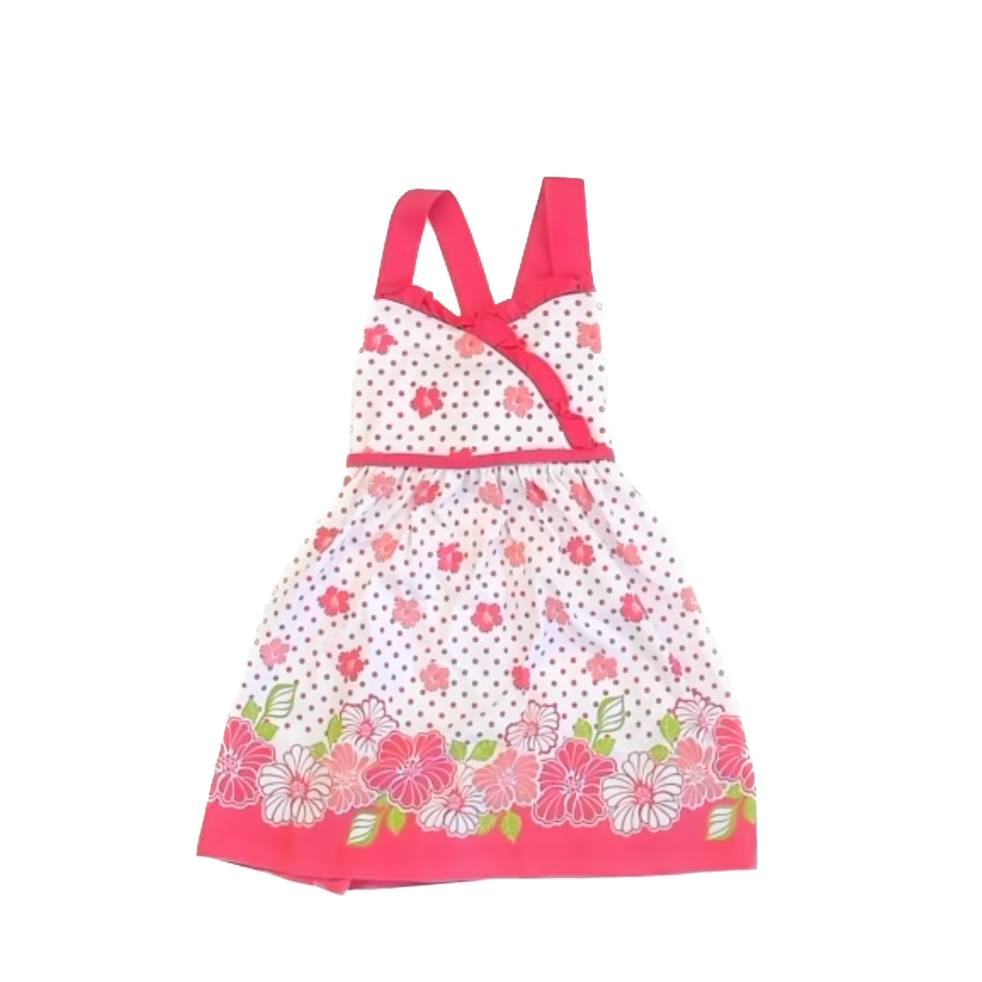 Unknown Girls White | Pink Polka Dots Dress Size: 18-24 Months* White | Pink Polka Dots