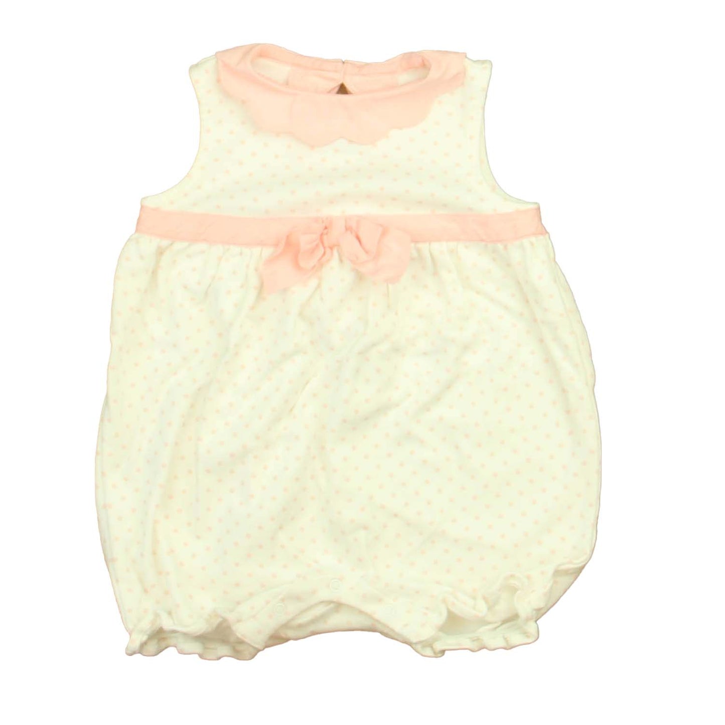 Janie and Jack Girls White | Pink Polka Dots Romper Size: 6-12 Months White | Pink Polka Dots