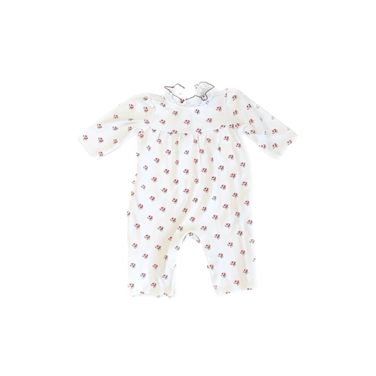 Janie and Jack Girls White | Pink Roses Long Sleeve Outfit Size: 3-6 Months White | Pink Roses