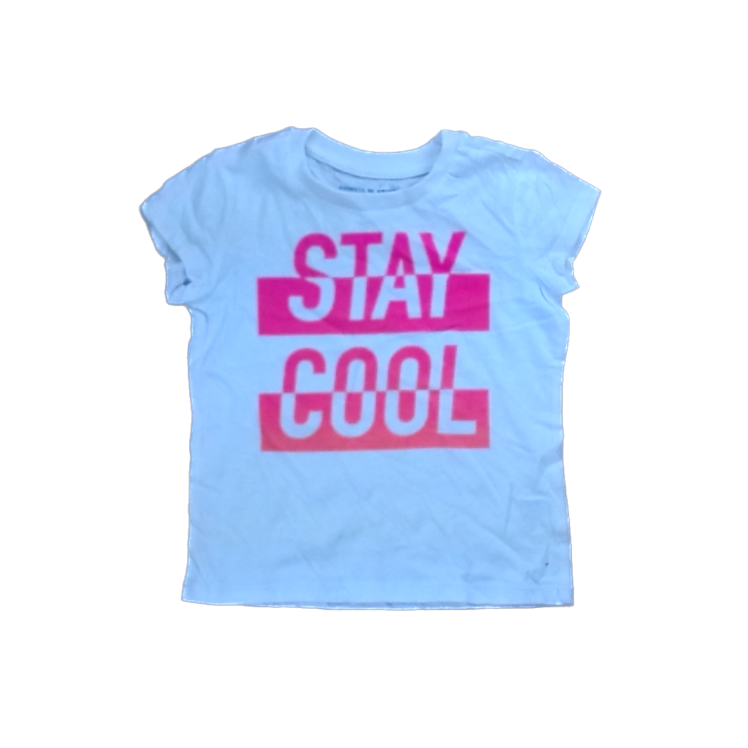 Rockets Of Awesome Girls White | Pink Stay Cool Short Sleeve Shirt Size: 3T White | Pink Stay Cool