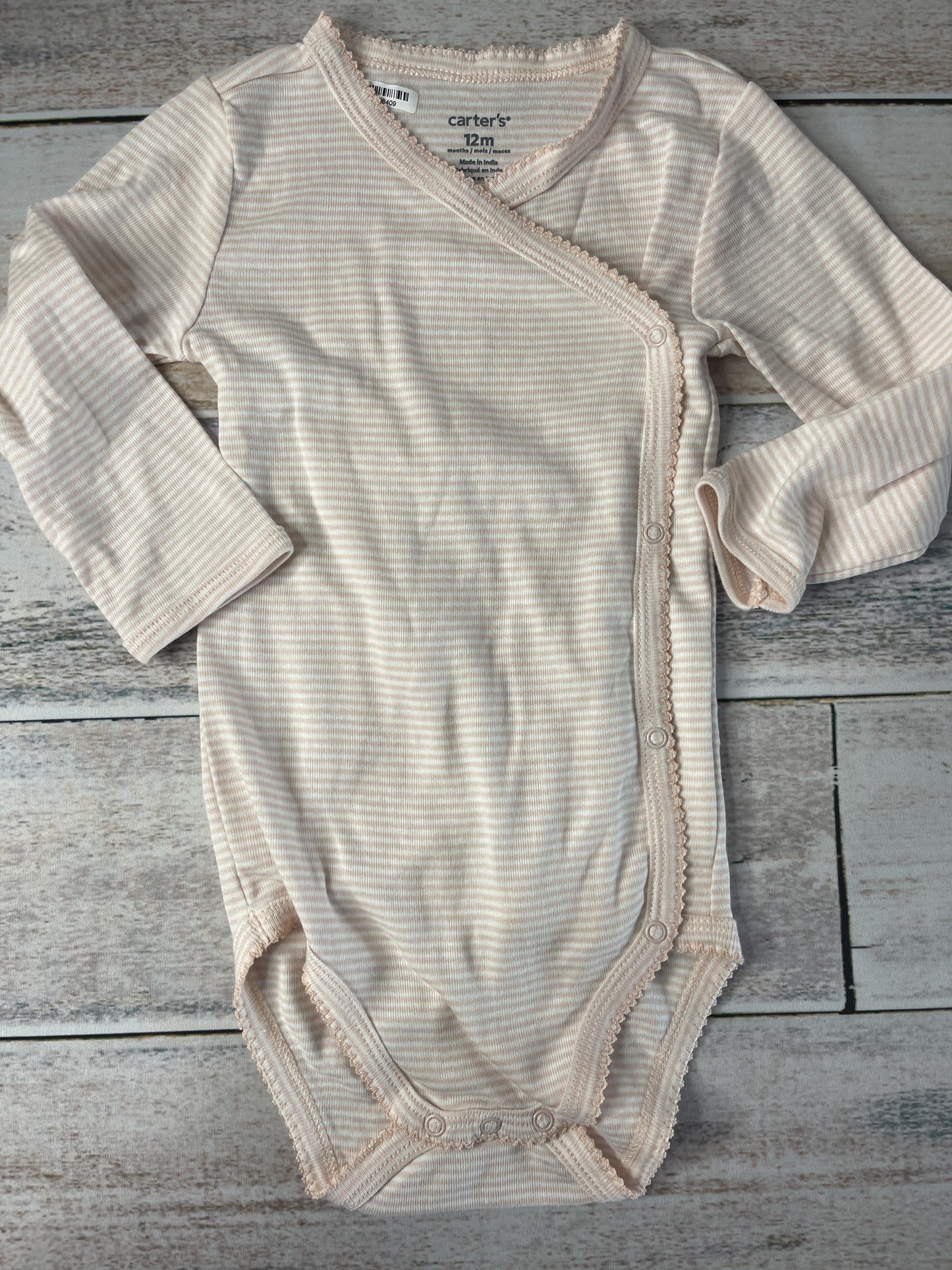 Carters Girls White | pink | Stripe Onesie Size: 12 months White | pink | Stripe