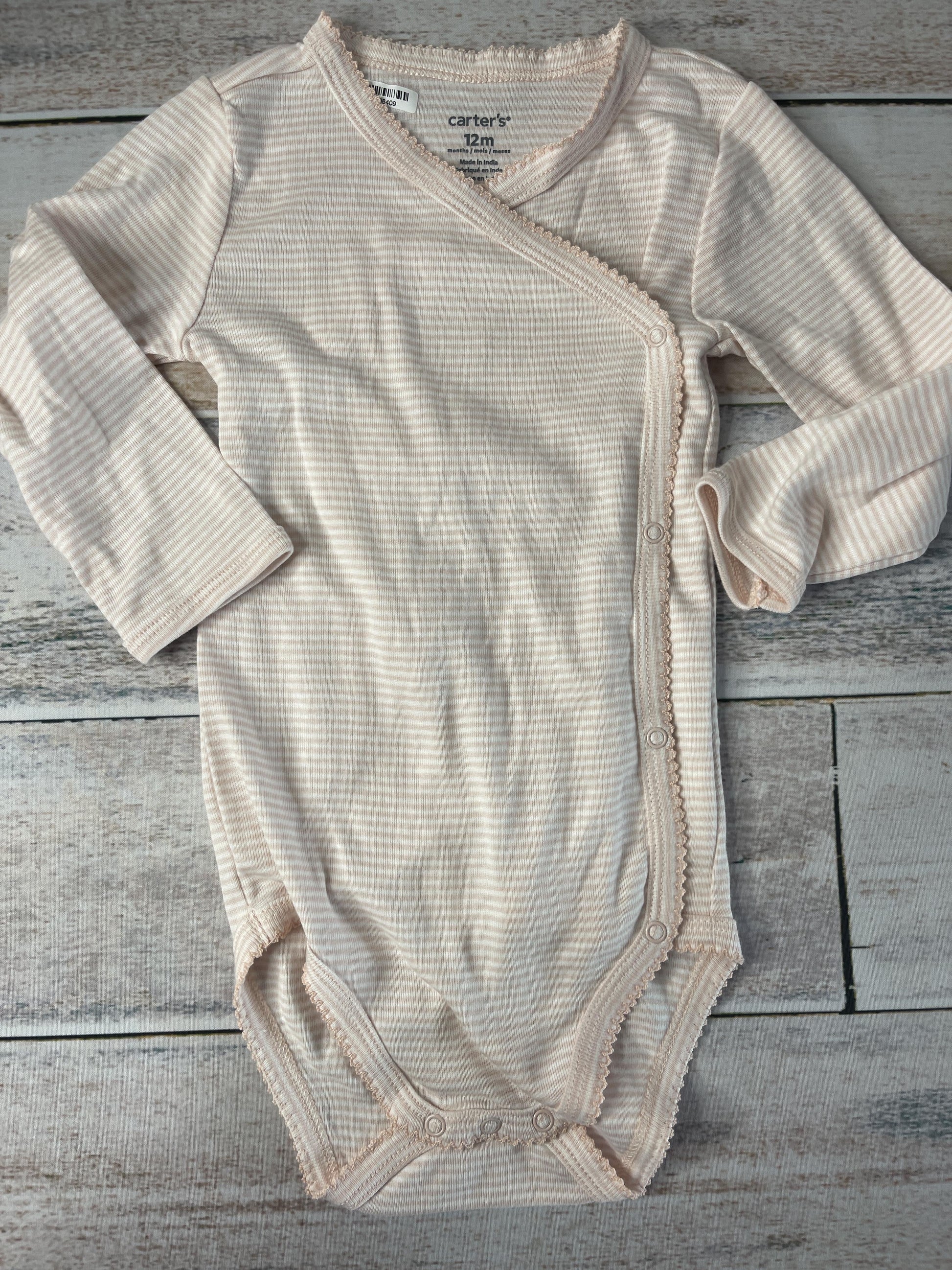 Carters Girls White | pink | Stripe Onesie Size: 12 months White | pink | Stripe