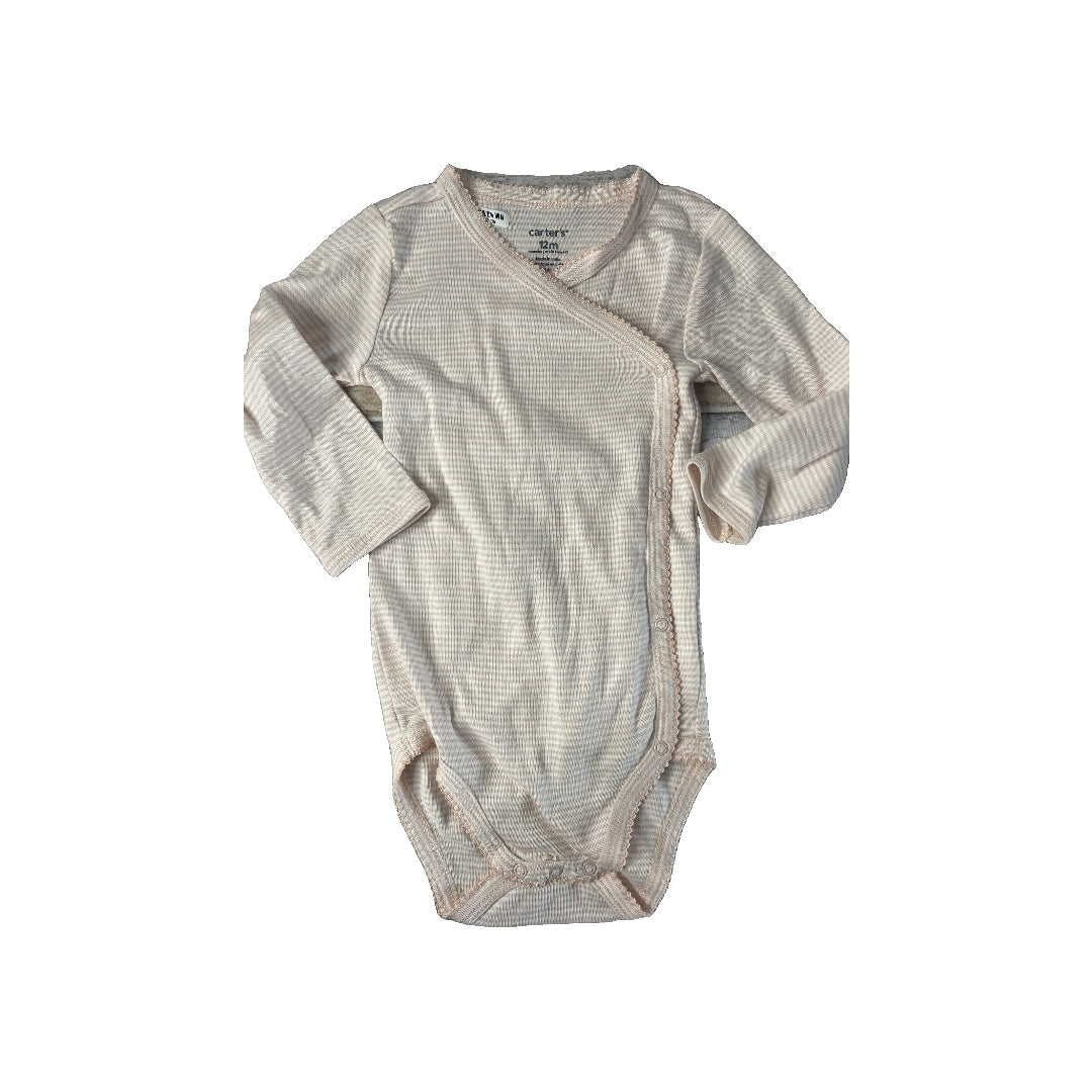 Carters Girls White | pink | Stripe Onesie Size: 12 months White | pink | Stripe