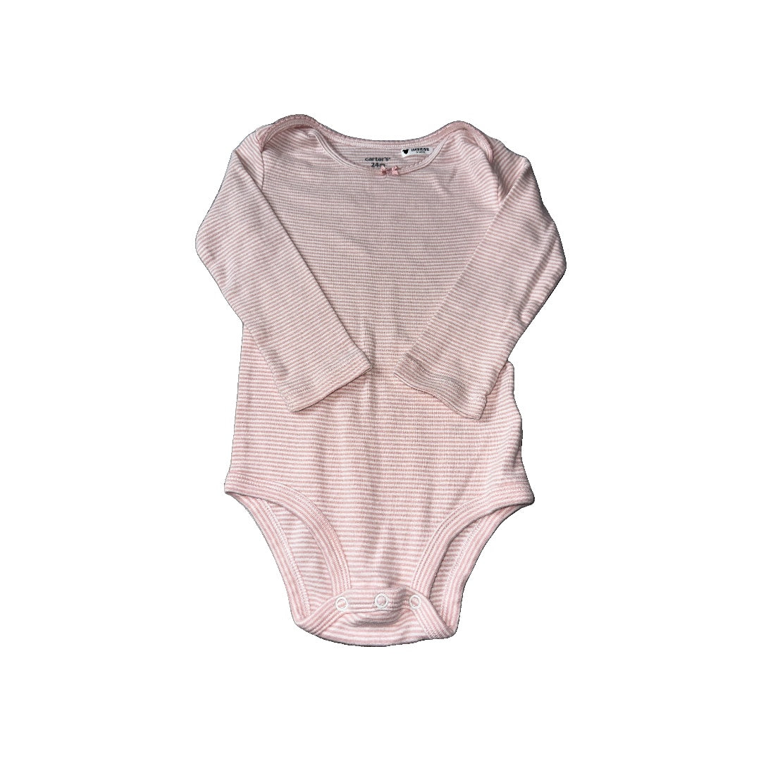 Carters Girls White | pink | Stripe Onesie Size: 24 months White | pink | Stripe