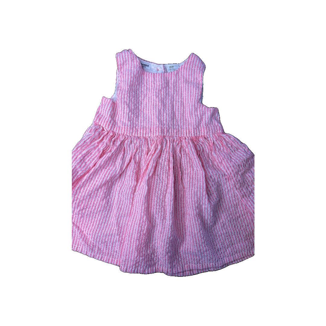 H&M Girls White | pink | Stripe Dress Size: 6-9 months White | pink | Stripe