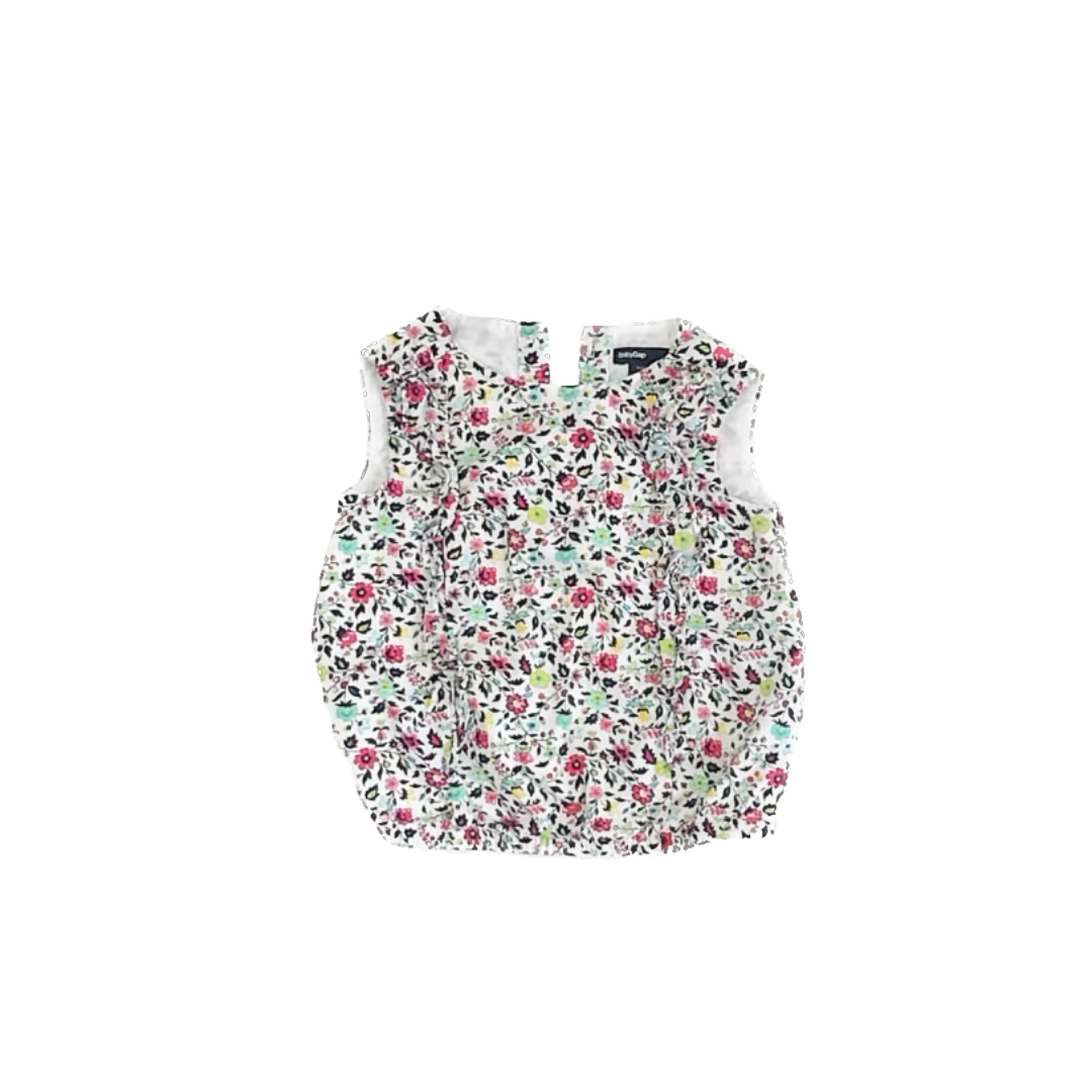Gap Girls White | Pink | Teal Floral Tank Top Size: 2T White | Pink | Teal Floral