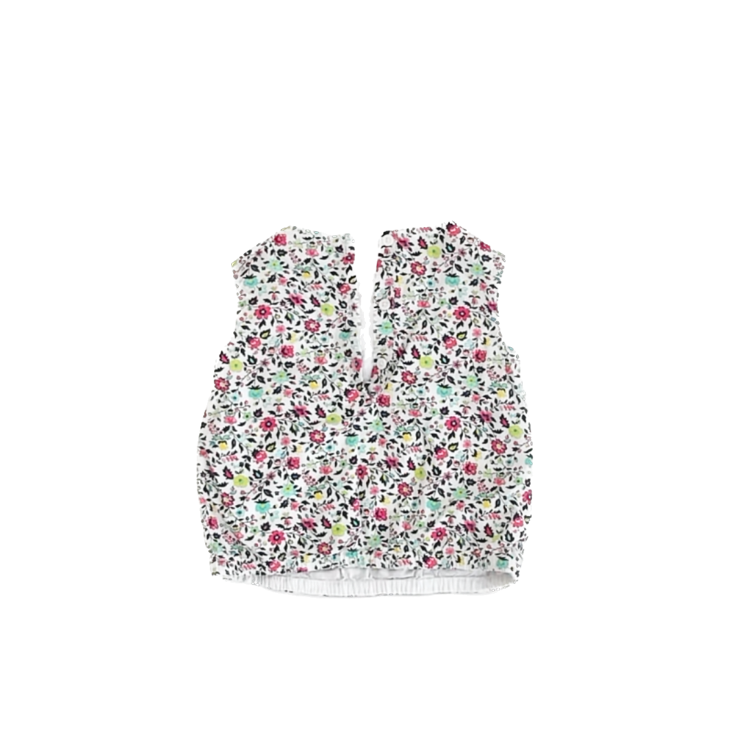Gap Girls White | Pink | Teal Floral Tank Top Size: 2T White | Pink | Teal Floral