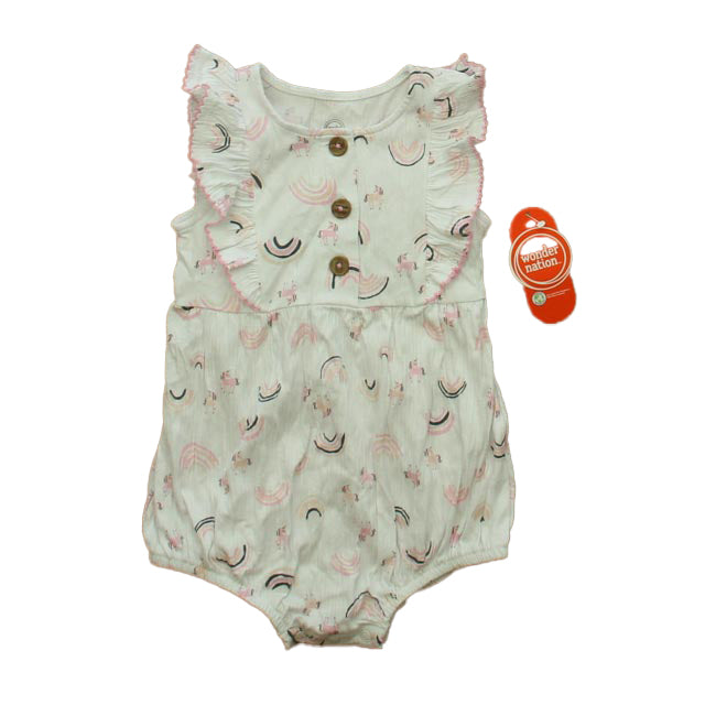 Wonder Nation Girls White | Pink Unicorns Romper Size: 18 Months