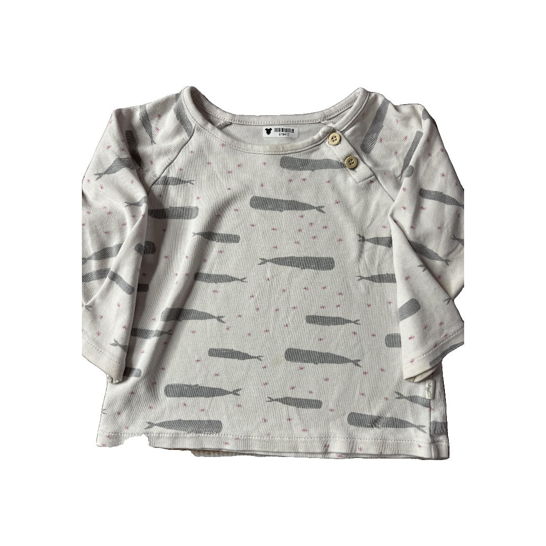 Red Caribou Girls White | pink | whales Long Sleeve Shirt Size: 18-24 months White | pink | whales