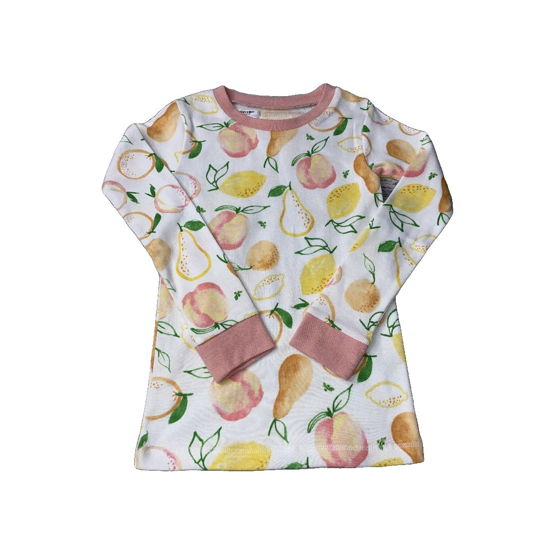 Burt's Bees Girls White | pink | Yellow | Fruit Pajamas Size: 4T White | pink | Yellow | Fruit