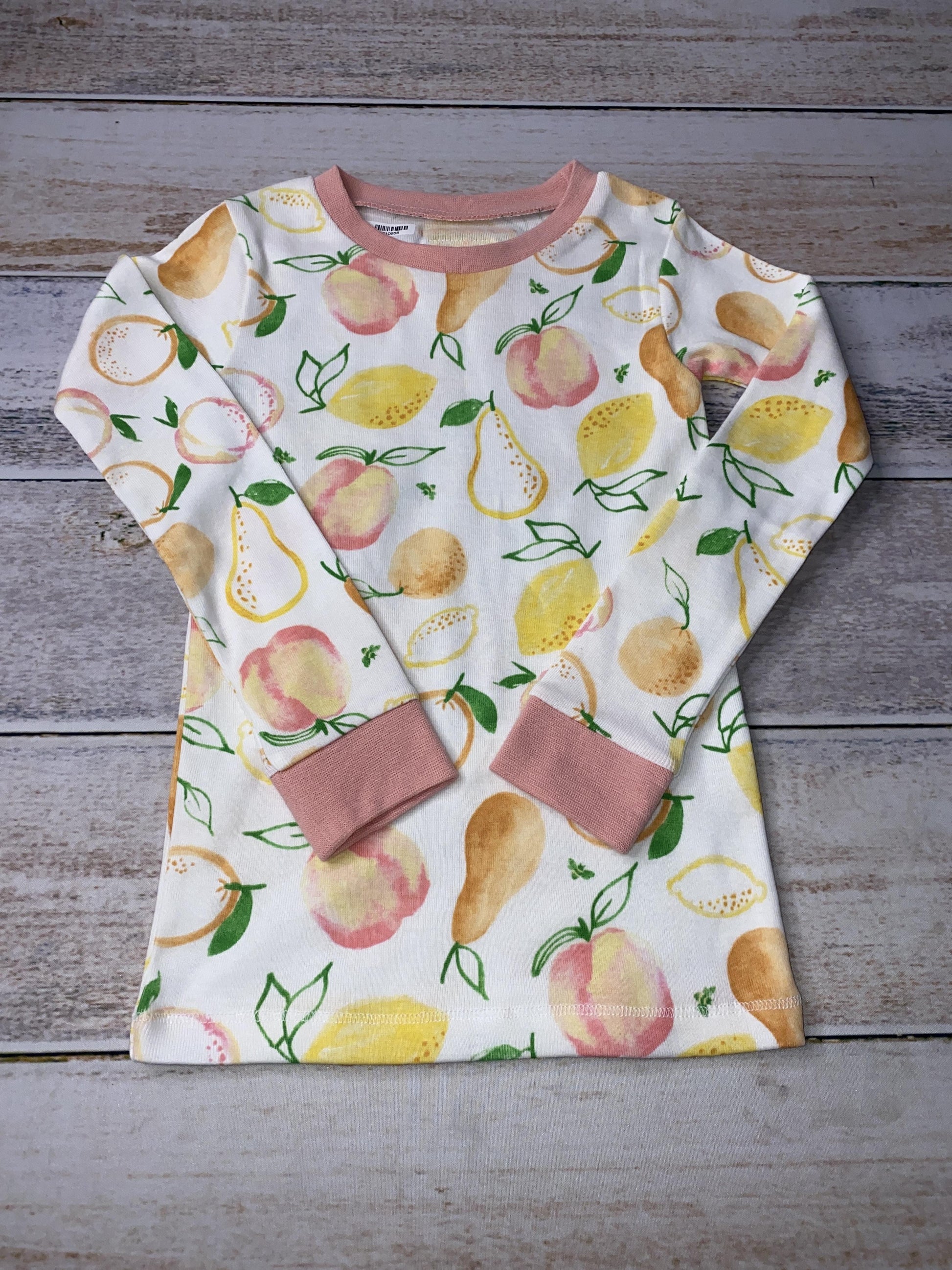 Burt's Bees Girls White | pink | Yellow | Fruit Pajamas Size: 3T White | pink | Yellow | Fruit