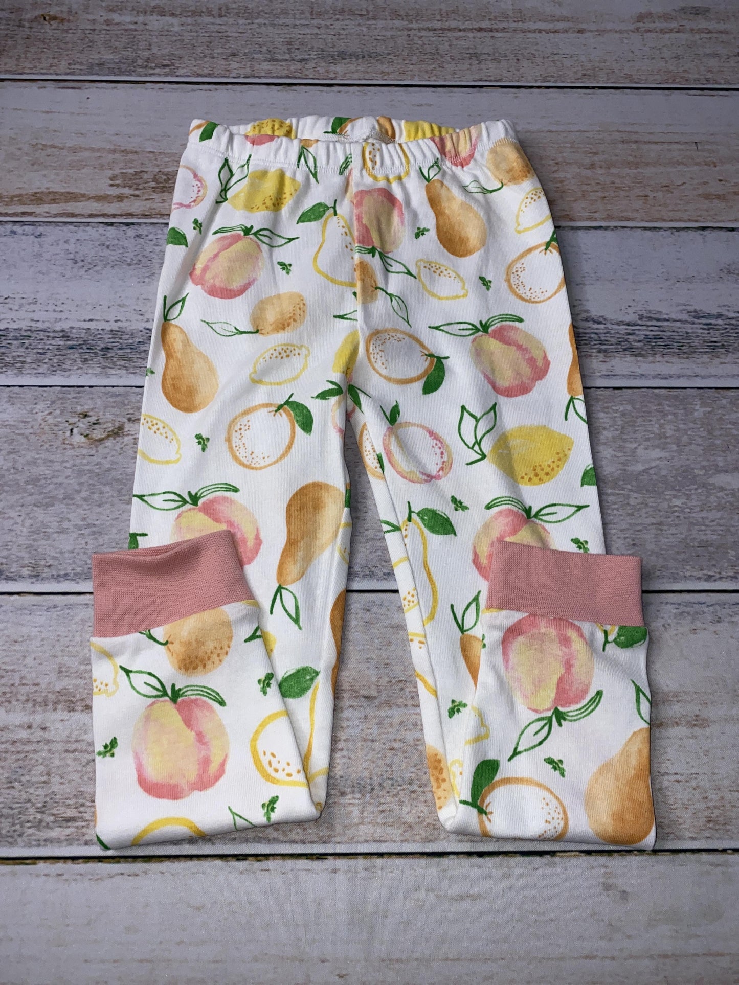 Burt's Bees Girls White | pink | Yellow | Fruit Pajamas Size: 3T White | pink | Yellow | Fruit