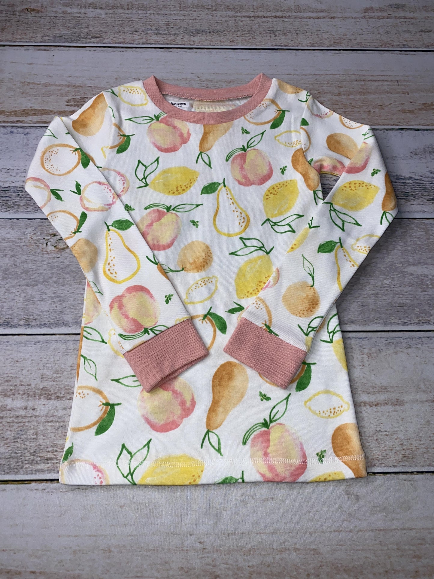 Burt's Bees Girls White | pink | Yellow | Fruit Pajamas Size: 4T White | pink | Yellow | Fruit