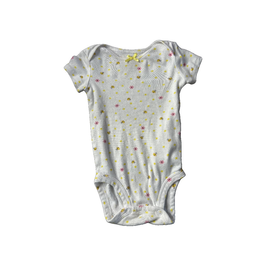 Carters Girls White | pink | Yellow Onesie Size: 6-9 months White | pink | Yellow