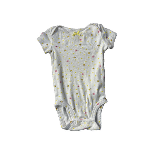 Carters Girls White | pink | Yellow Onesie Size: 6-9 months White | pink | Yellow