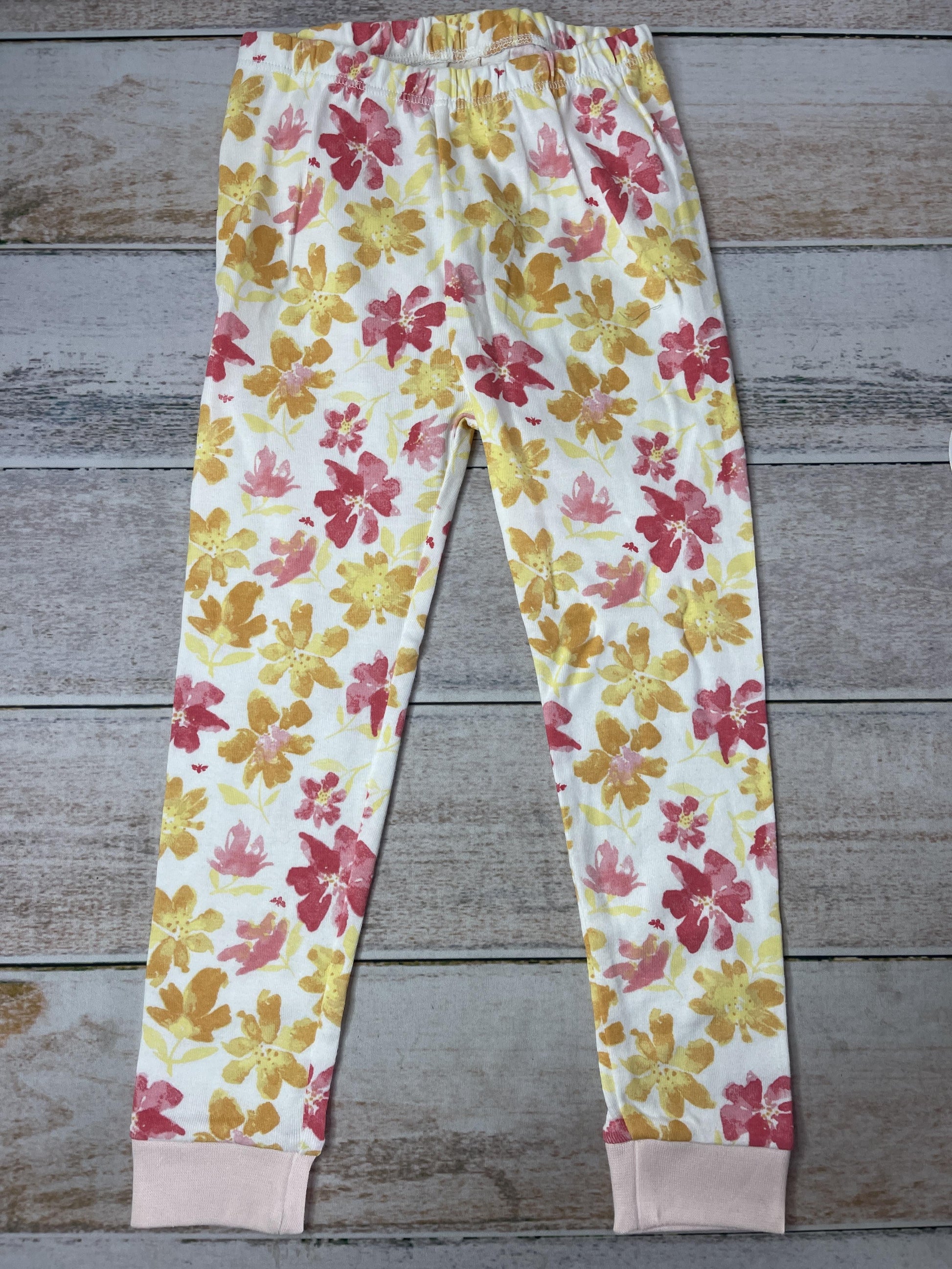 Burt's Bees Girls White | pink | Yellow Pajamas Size: 4T White | pink | Yellow