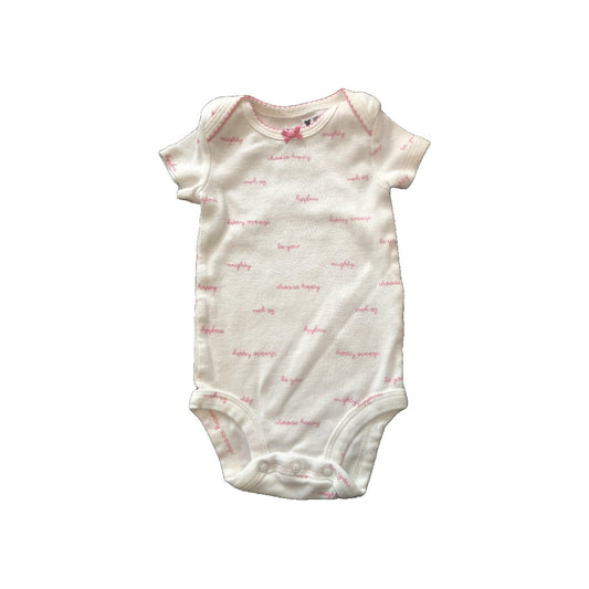Carters Girls White | pink Onesie Size: 3 months White | pink