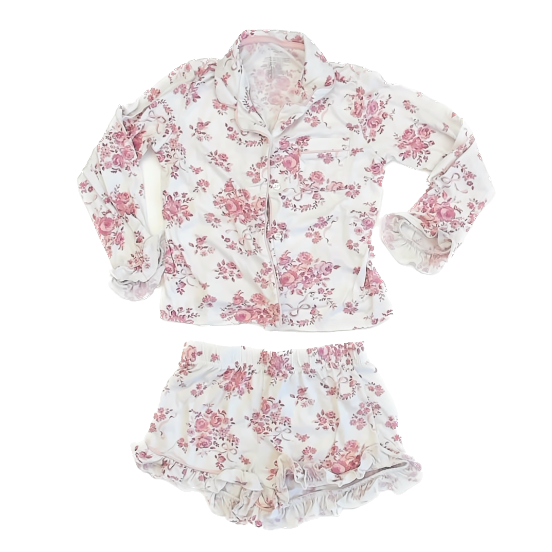 Tahari Girls White | Pink 2-piece Pajamas Size: 7-8 Years White | Pink