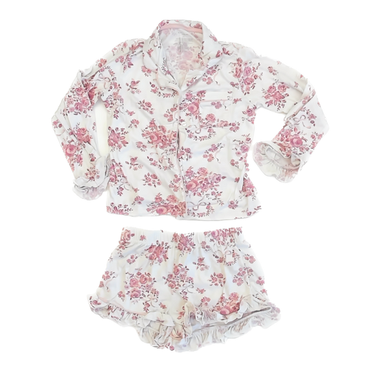 Tahari Girls White | Pink 2-piece Pajamas Size: 7-8 Years White | Pink
