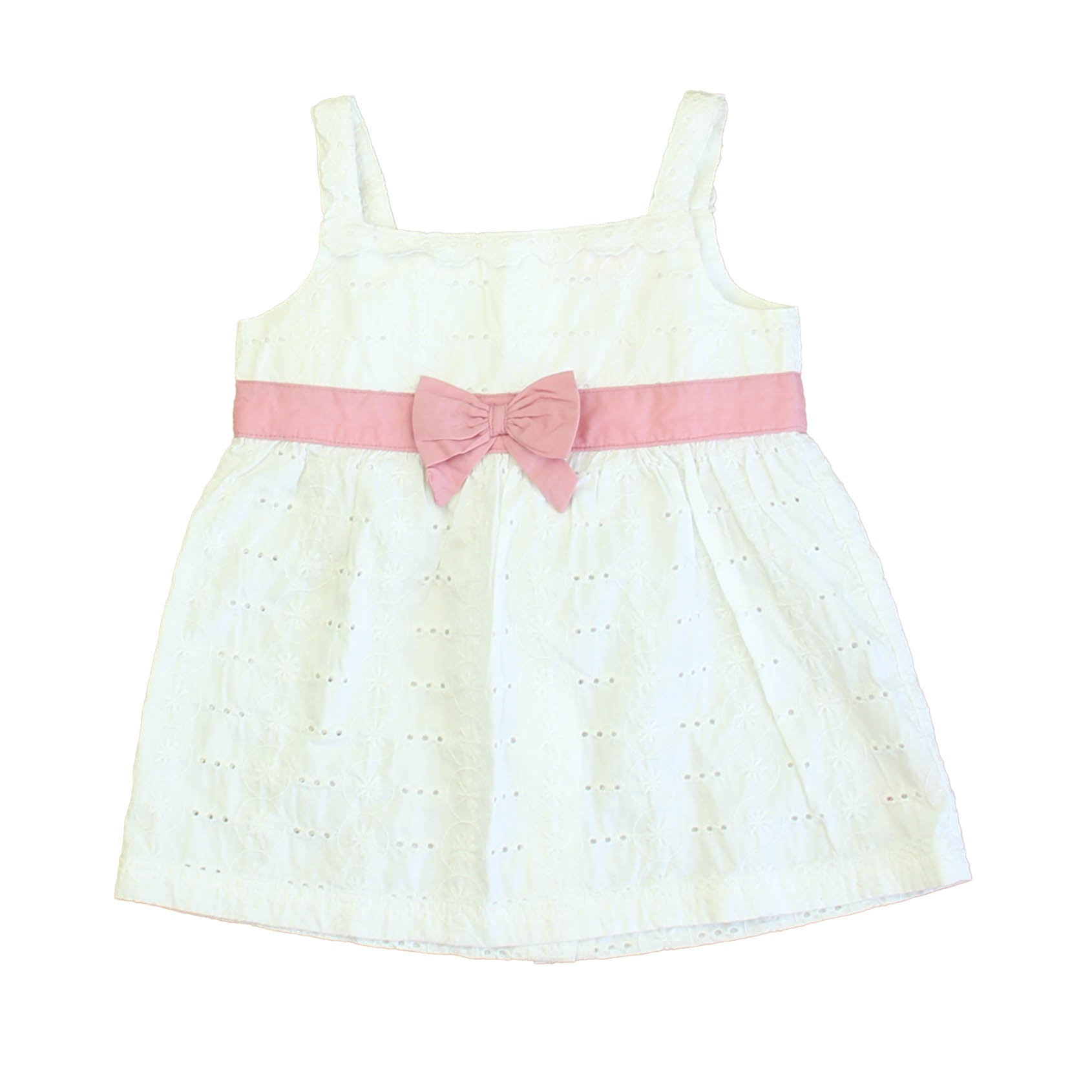 Mini Mode Girls White | Pink Dress Size: 18-24 Months White | Pink