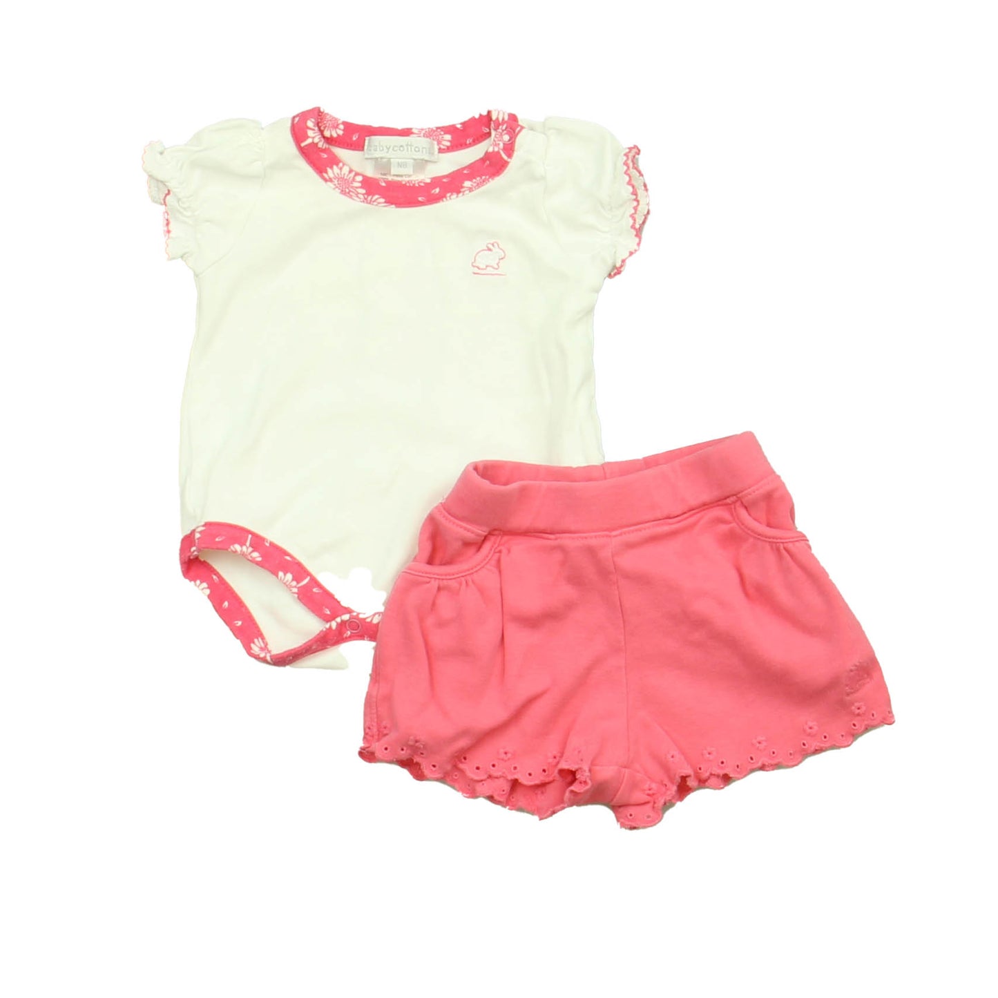 Baby Cottons Girls White | Pink Apparel Sets Size: Newborn White | Pink