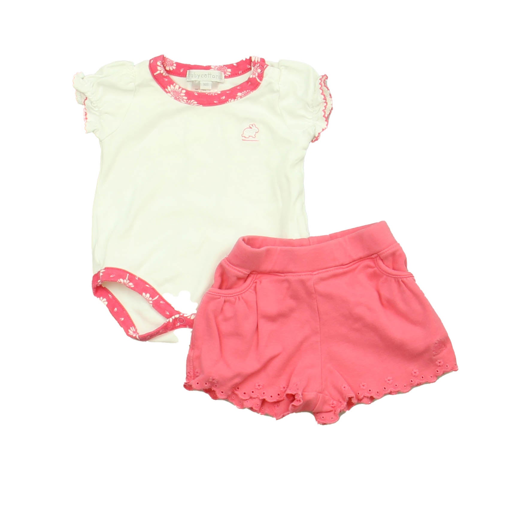 Baby Cottons Girls White | Pink Apparel Sets Size: Newborn White | Pink