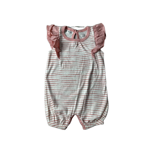 Honest Co Girls White | pink Romper Size: 3-6 months White | pink