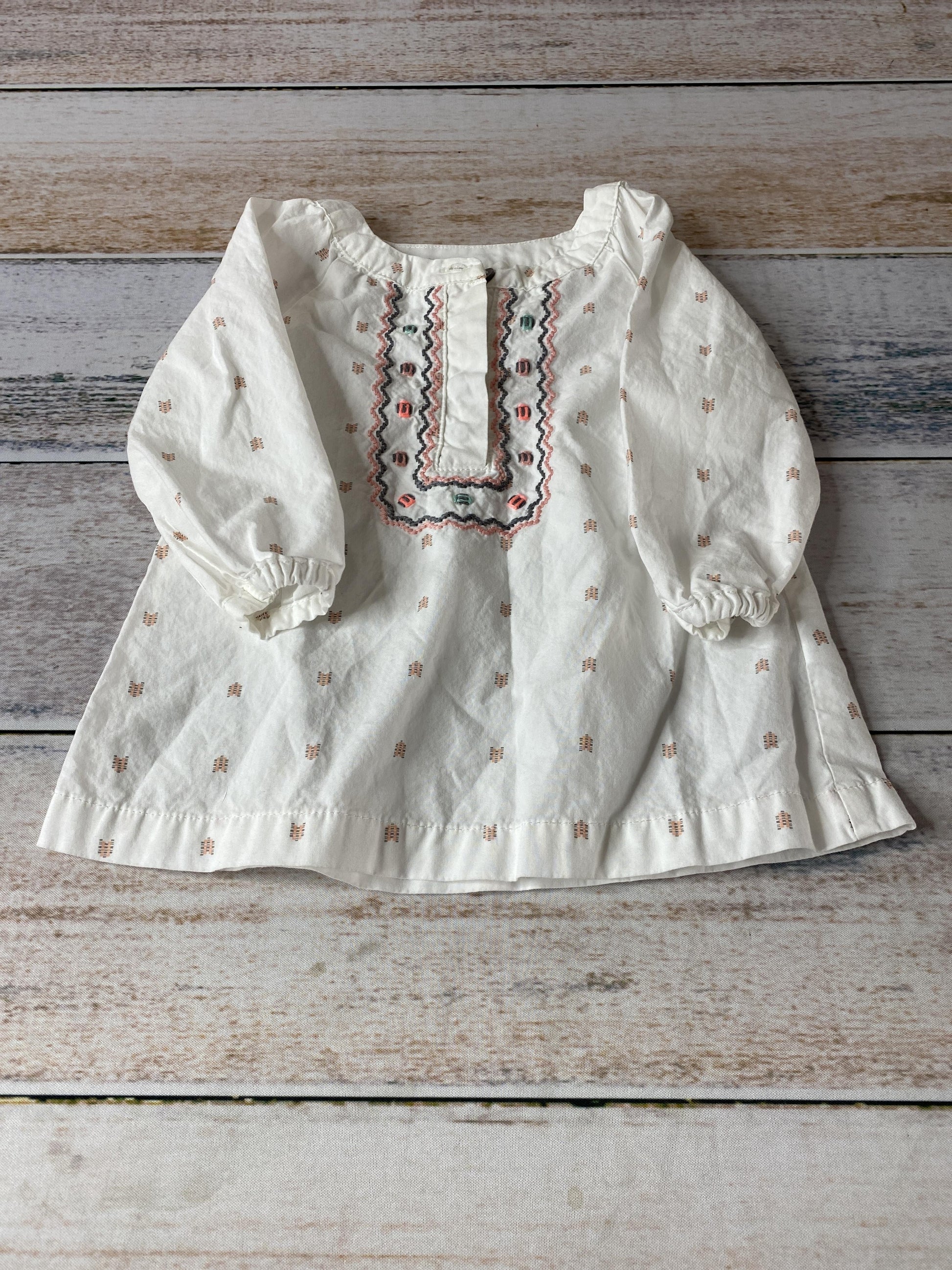 Carters Girls White | pink Long Sleeve Shirt Size: 6 months White | pink