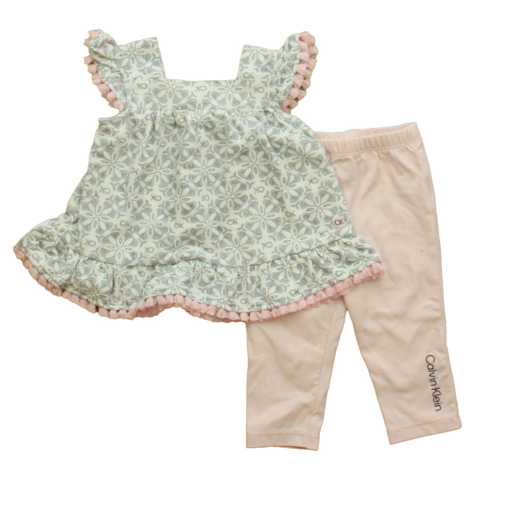 Calvin Klein Girls White | Pink Apparel Sets Size: 3-6 Months White | Pink