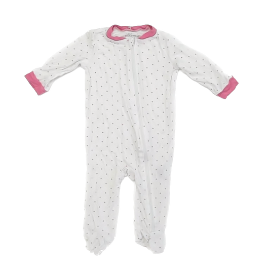 Milkberry Girls White | PInk 1-piece footed Pajamas Size: 0-3 Months White | PInk