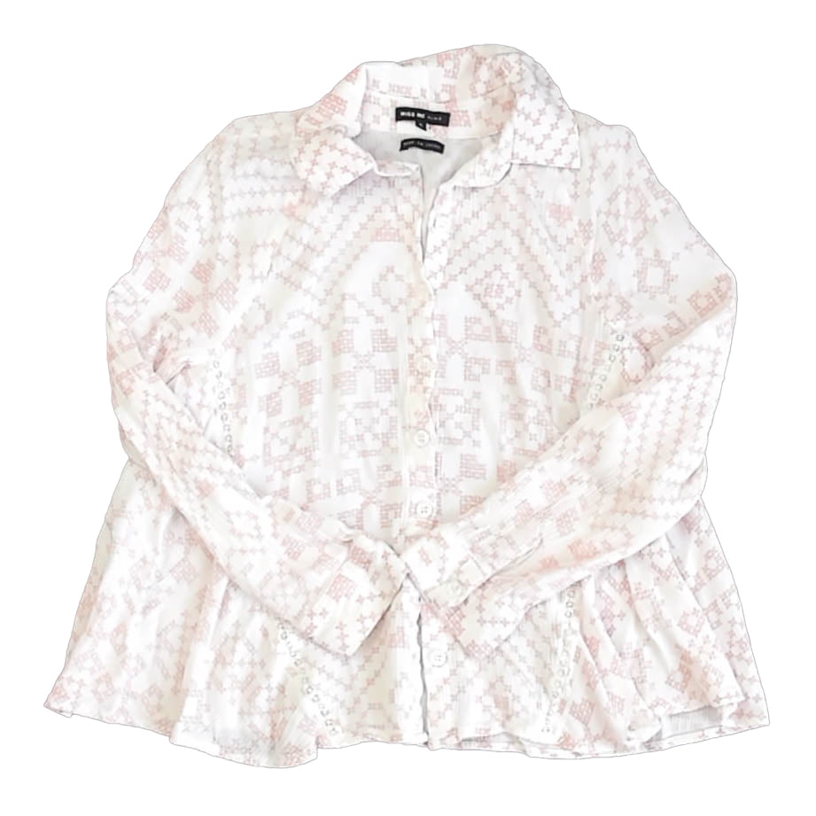 Miss Me Girls White | Pink Blouse Size: 6 Years White | Pink