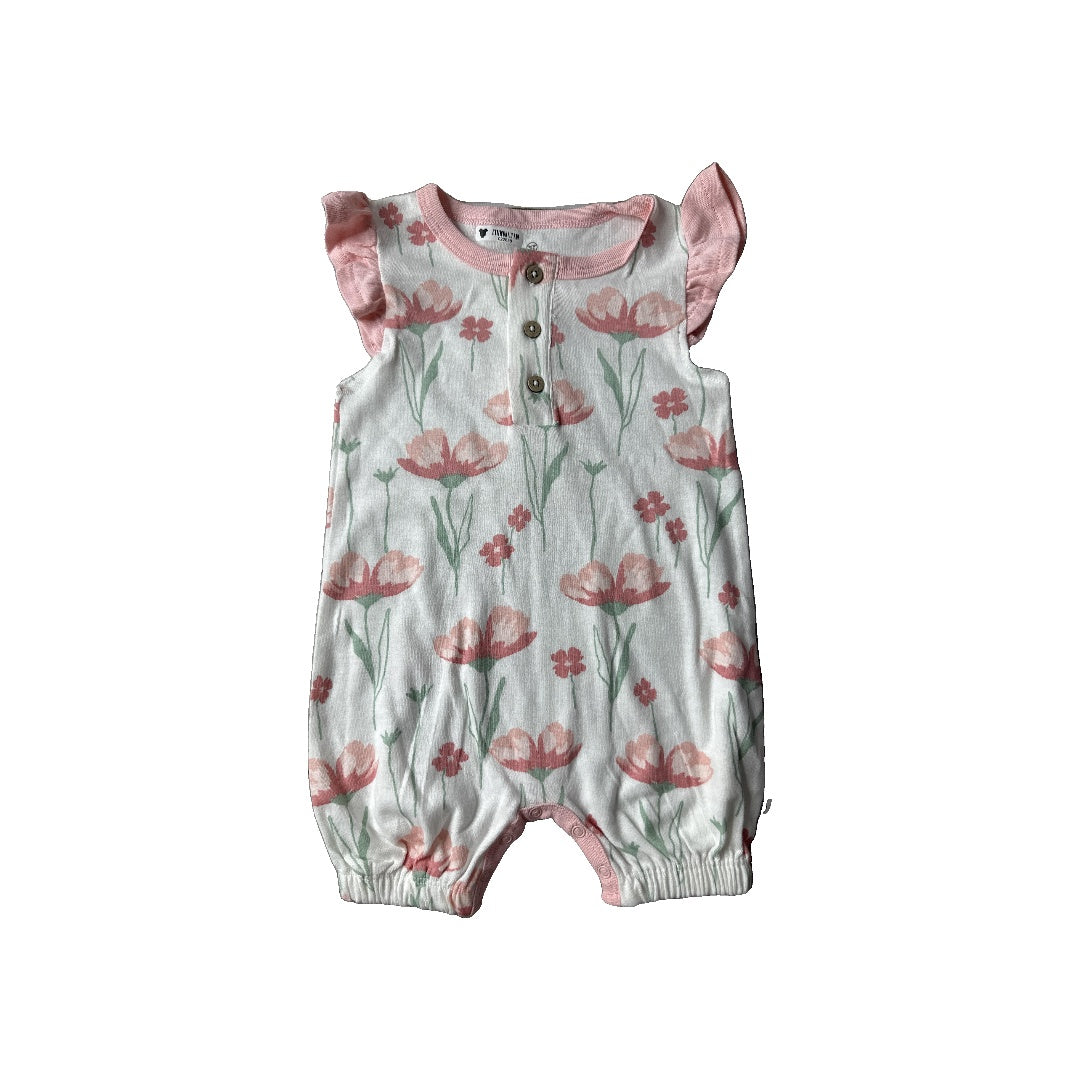 Honest Co Unisex White | pink Romper Size: 3-6 months White | pink