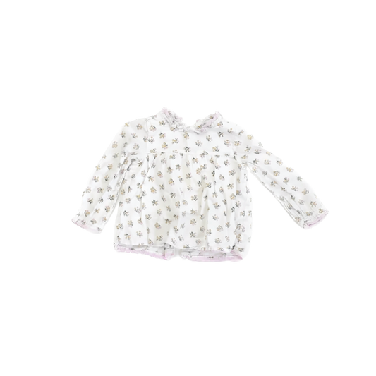 Boden Girls White | Pink Blouse Size: 12-18 Months White | Pink
