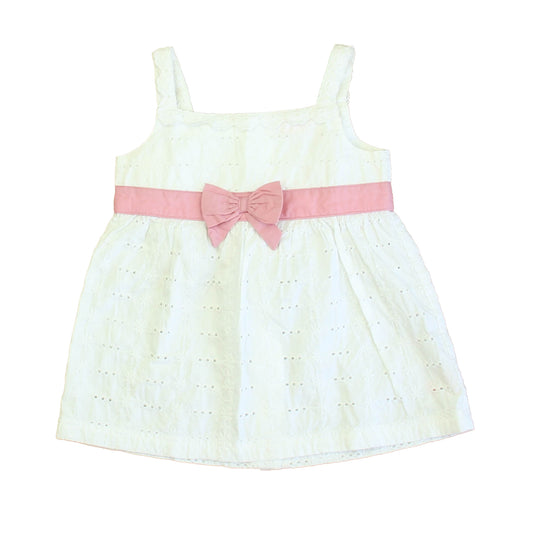 Mini Mode Girls White | Pink Dress Size: 18-24 Months White | Pink