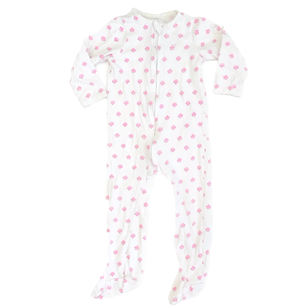 Baby Basics for Kidbox Girls White | Pink 1-piece footed Pajamas Size: 18-24 Months White | Pink