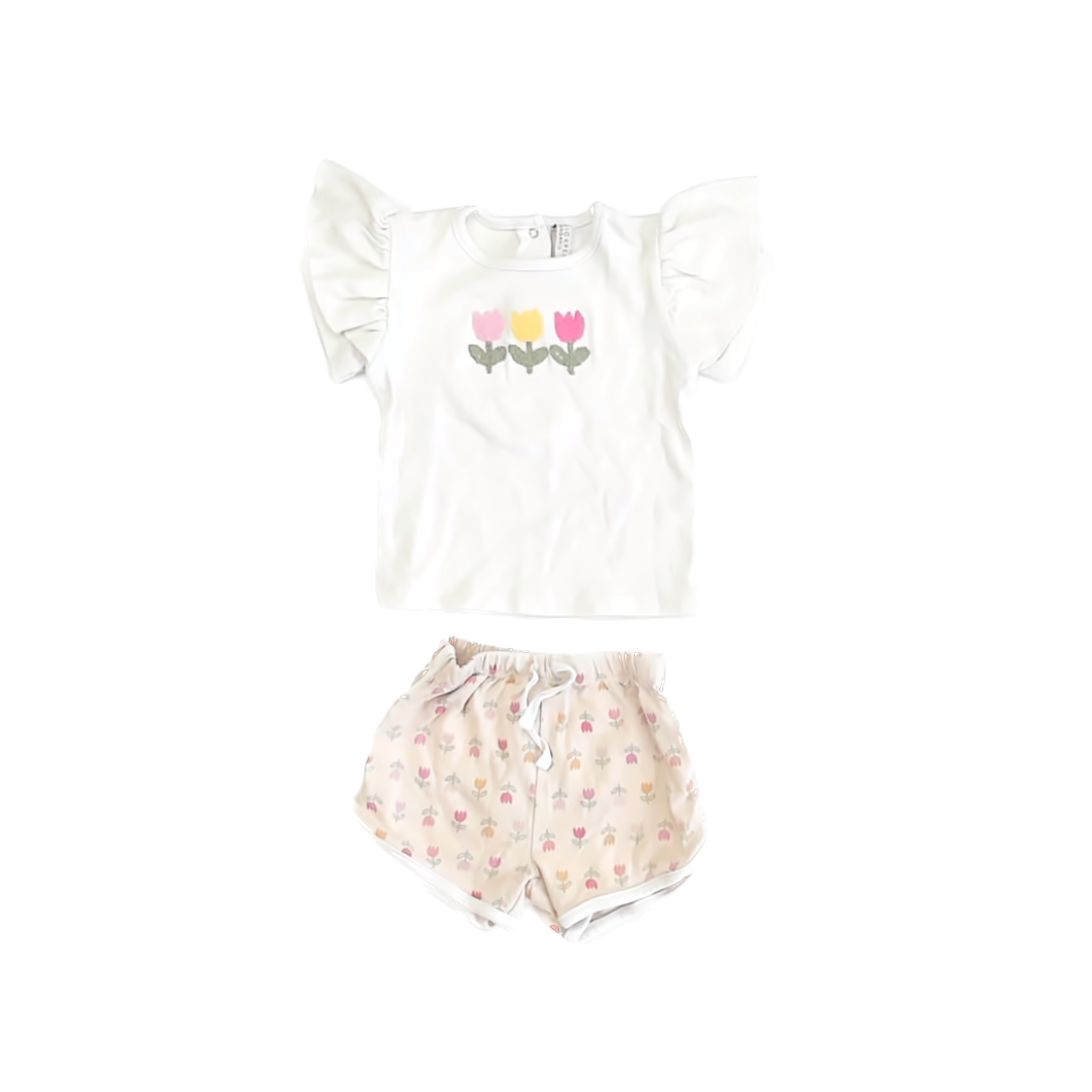 Chick Pea Organic Girls White | Pink Apparel Sets Size: 24 Months White | Pink