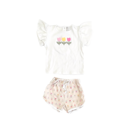 Chick Pea Organic Girls White | Pink Apparel Sets Size: 24 Months White | Pink