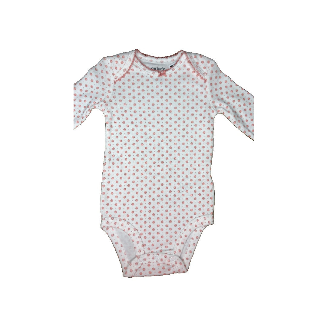 Carters Girls White | pink Onesie Size: 6 months White | pink
