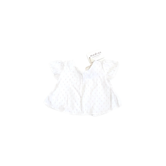 Madras Girls White | Pink Short Sleeve Shirt Size: 6-12 Months White | Pink