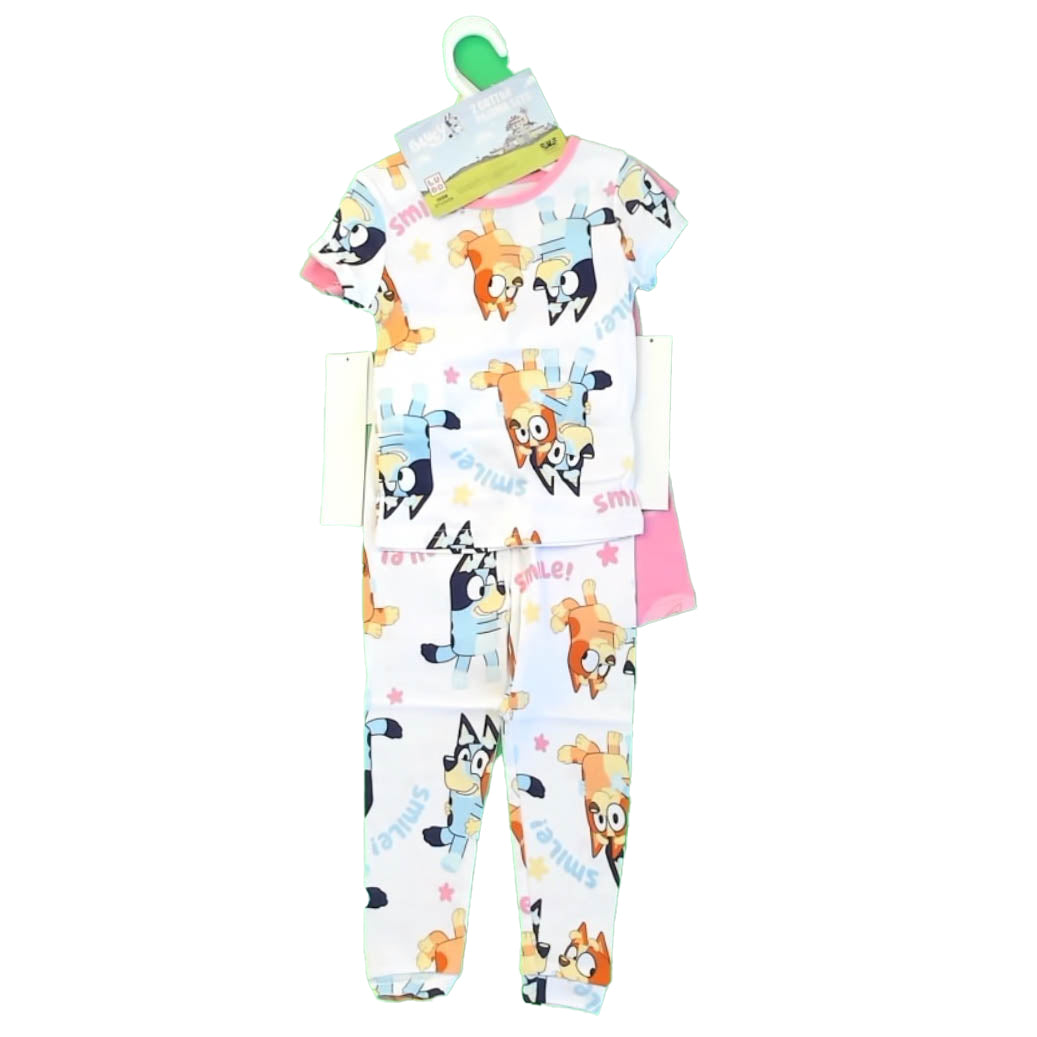 Bluey Girls White | Pink 2-piece Pajamas Size: 4T White | Pink
