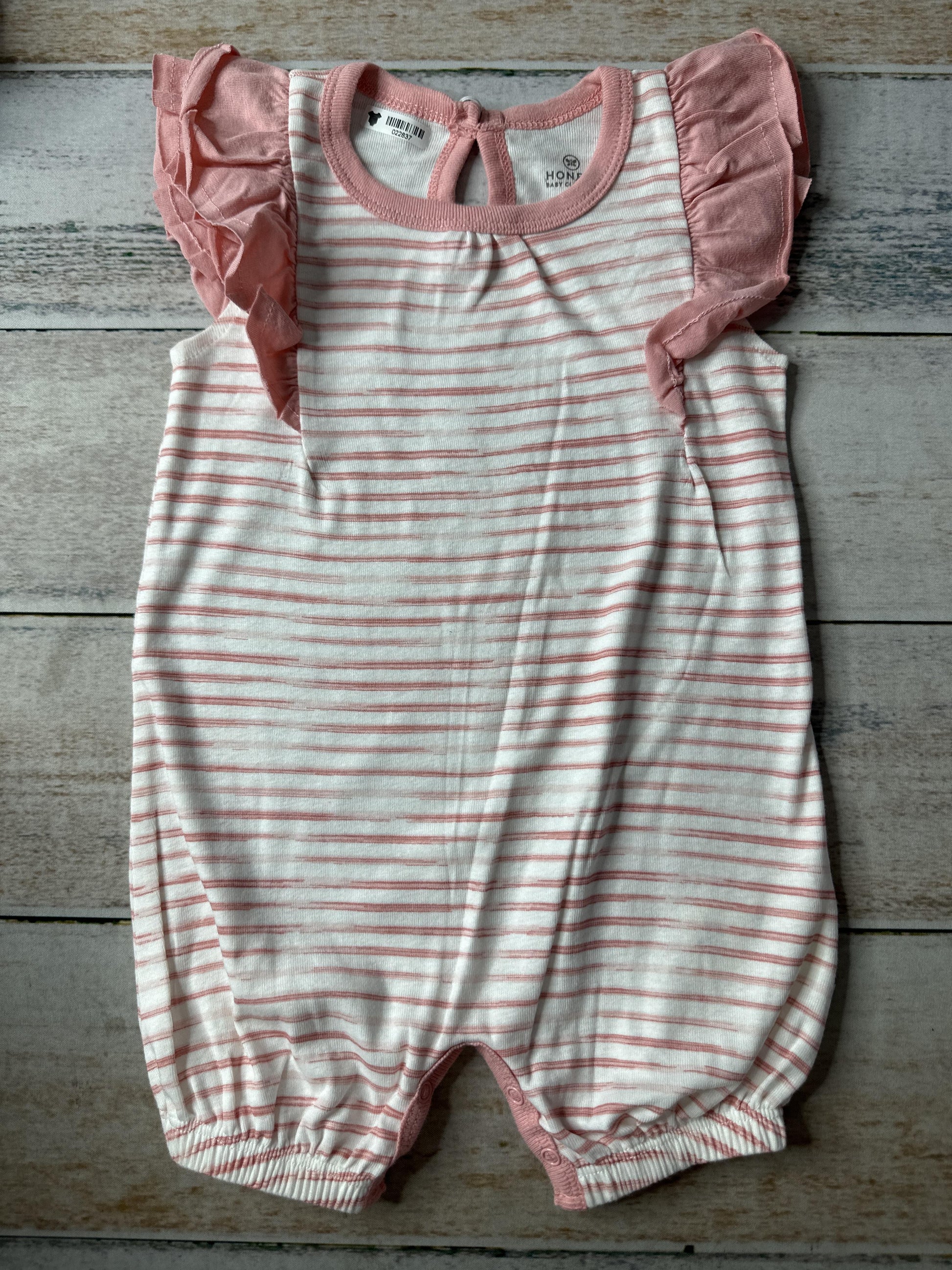 Honest Co Girls White | pink Romper Size: 3-6 months White | pink