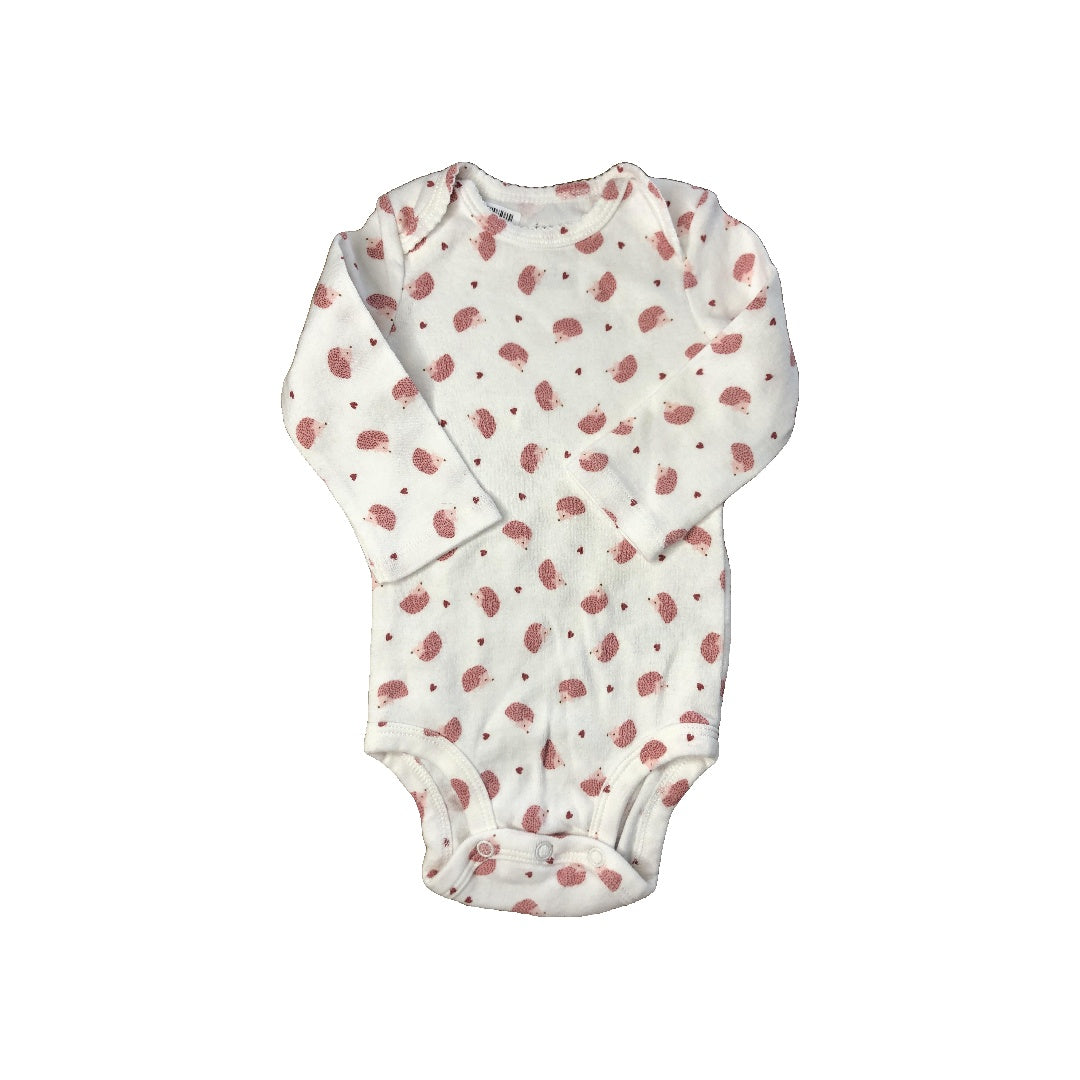 Carters Girls White | pink Onesie Size: 3-6 months White | pink
