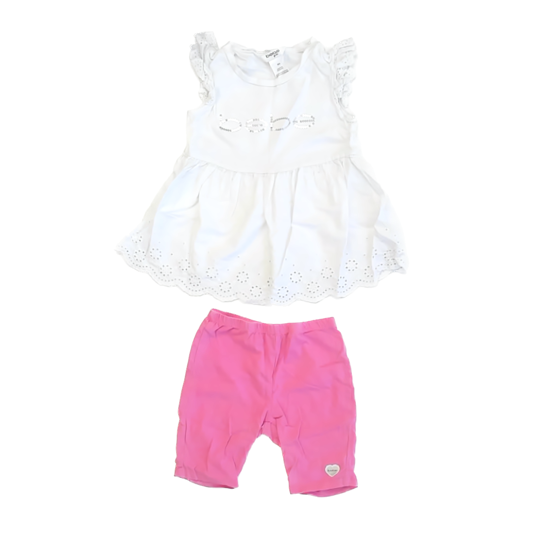 Bebe Girls White | Pink Apparel Sets Size: 4T White | Pink