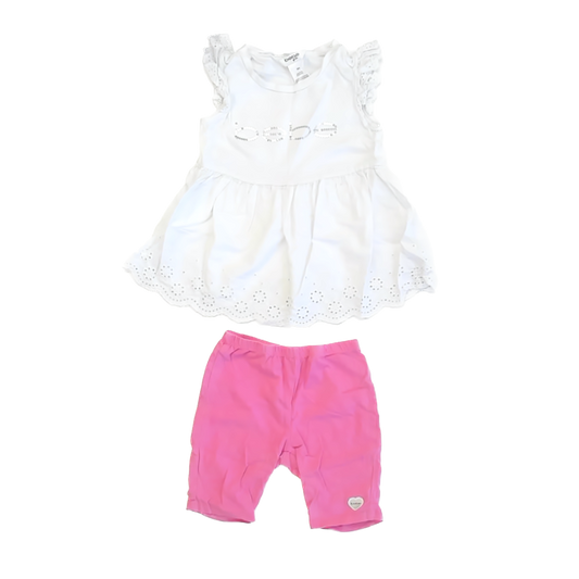 Bebe Girls White | Pink Apparel Sets Size: 4T White | Pink
