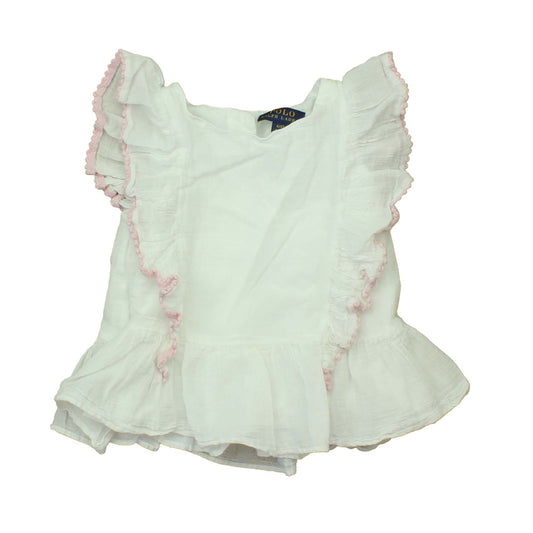 Polo by Ralph Lauren Girls White | Pink Blouse Size: 4T