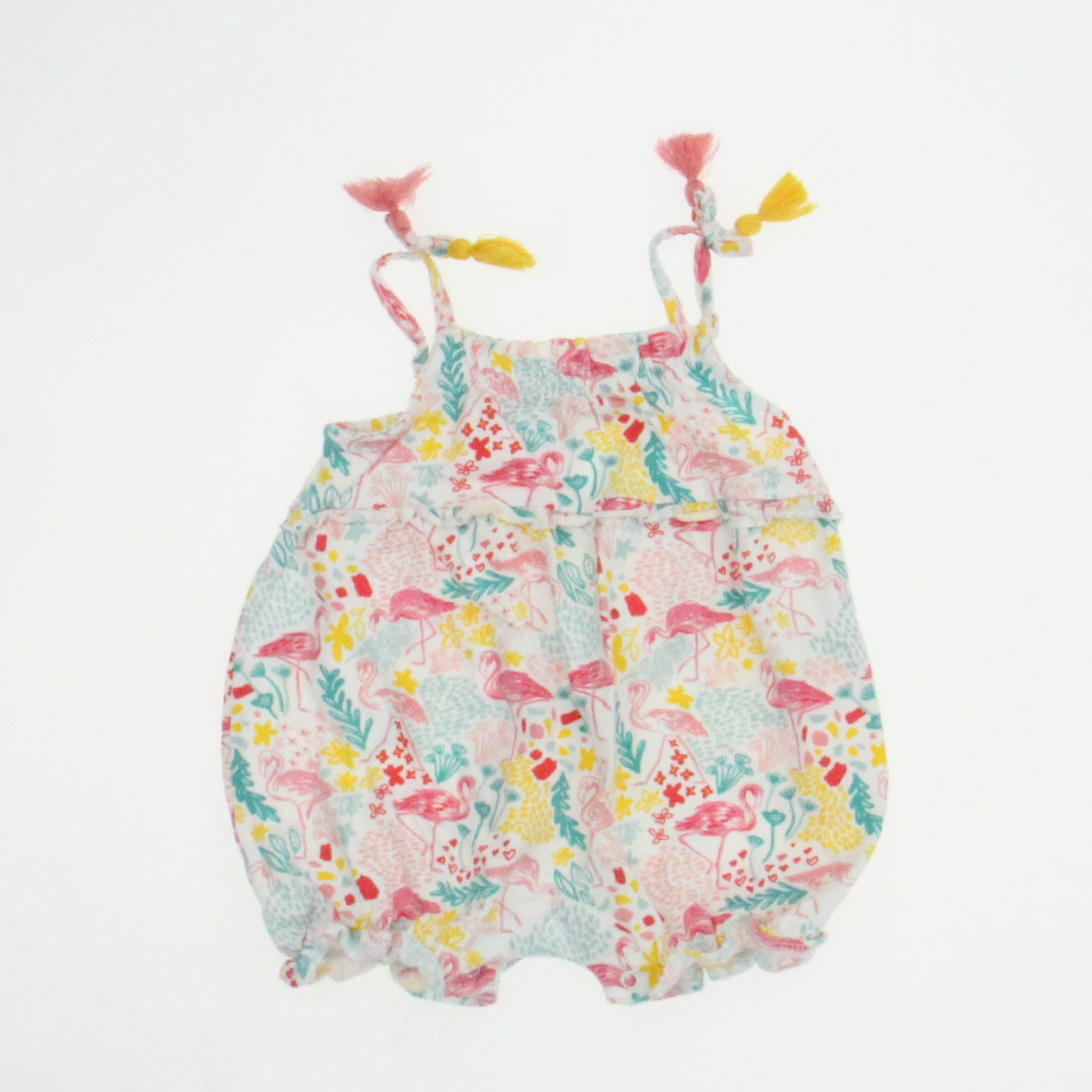 Mudpie Girls White | Pink Romper Size: 3-6 Months White | Pink