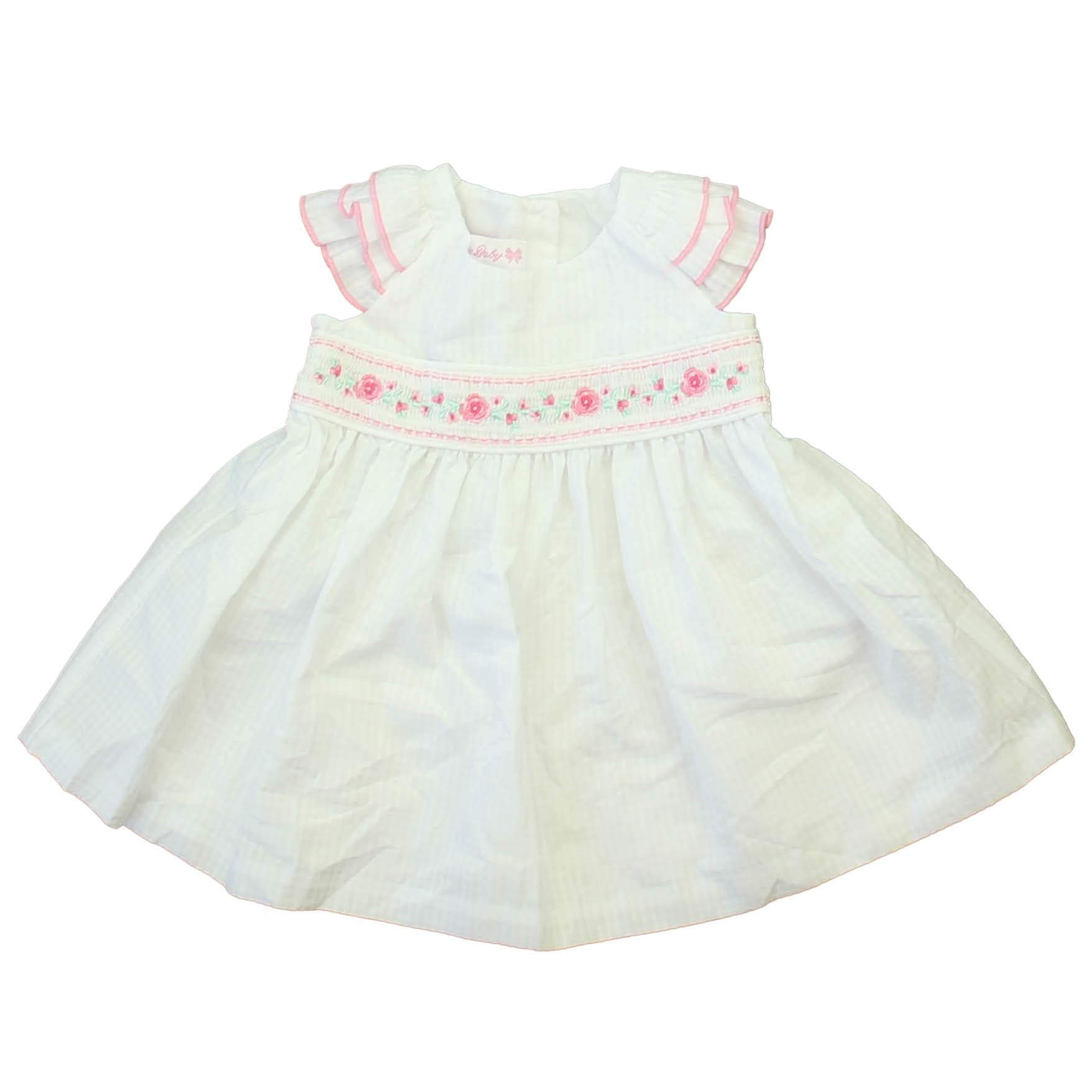 Bonnie Jean Girls White | Pink Dress Size: 3-6 Months White | Pink