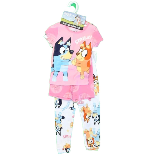 Bluey Girls White | Pink 2-piece Pajamas Size: 4T White | Pink