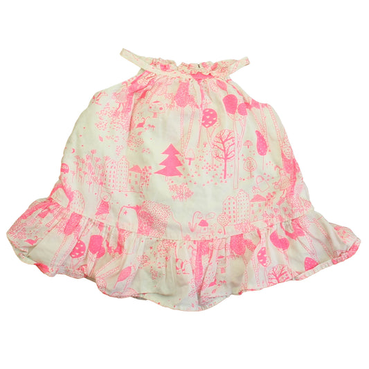 Gap Girls White | Pink Dress Size: 3-6 Months White | Pink
