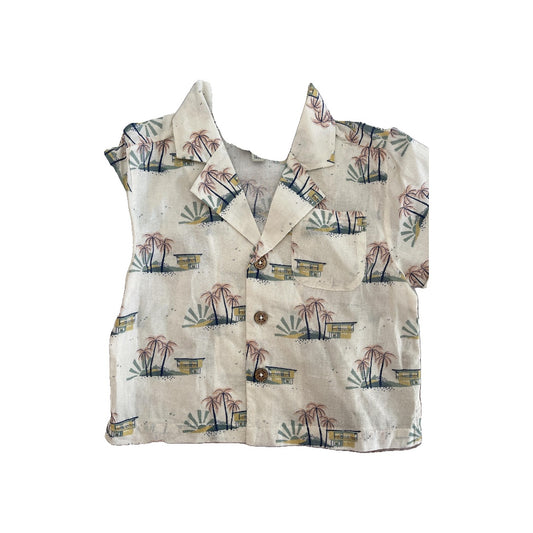 Louise Misha Boys White | pink Button Down Short Sleeve Size: 12 months White | pink